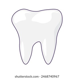 Healthy undamaged tooth icon. Baby molar, medical stroked cartoon element for modern and retro design. Simple color vector pictogram isolated on white background