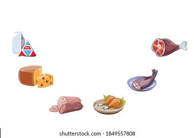 Healthy unhealthy food meat vector illustration isolated on white background