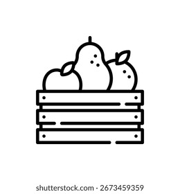 Healthy vector design of fruit basket with apples, ideal for nutrition, food, and grocery themes