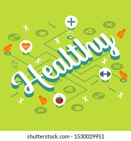 Healthy vector flat graphic design