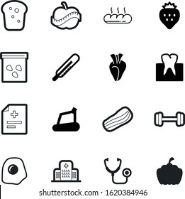 Healthy Vector Icon Set Such As: Diet, Dent, Dumbbells, People, Egg, Treadmill, Weight, Running, Barbell, Crispy, Hygiene, Summer, Gym, Delicious, Fried, Ambulance, Shape, Thermometer, Fall, Abstract