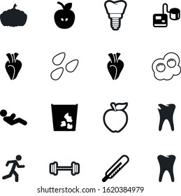 healthy vector icon set such as: physical, eggs, implants, active, sit, contour, fall, grain, apples, lifestyle, mouth, yolk, cook, throw, capsule, technology, utensil, treatment, farm, pumpkin
