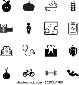 healthy vector icon set such as: pulse, product, delicious, seasonal, note, report, ride, set, physical, cooking, heart, parmesan, pictogram, clipboard, bicycle, barley, teeth, abstract, vegan, spice