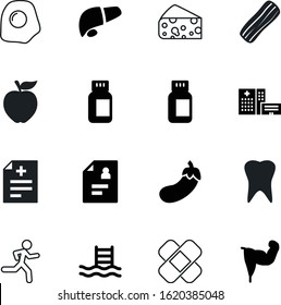 healthy vector icon set such as: logo, sprint, internal, root, fat, first, race, science, sweet, cheese, diet, file, rescue, abstract, run, nutrition, gym, yolk, pain, clean, morning, eggs, patch