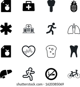 healthy vector icon set such as: science, structure, urgent, restaurant, transport, cardiology, tobacco, clinical, caduceus, exterior, summer, breakfast, mountain, ems, transportation, steel, first