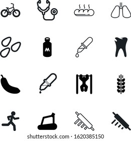 healthy vector icon set such as: milk, cereal, illness, tooth, element, biology, transportation, enamel, walking, dairy, spike, set, drink, toothache, coriander, patient, sick, pastry, gym