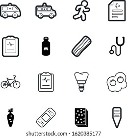 healthy vector icon set such as: competition, cooked, leisure, training, implants, running, seedlings, stroke, pork, plaster, bread, meat, track, dentistry, business, bicycle, label, heal, wound