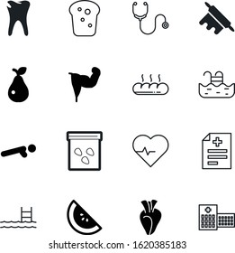 healthy vector icon set such as: structure, tooth, electrocardiogram, bicep, architecture, muscle, science, clinical, vitamin, digestive, seeds, professional, athlete, dentistry, young, push, anatomy