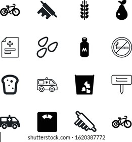 healthy vector icon set such as: breakfast, corn, garbage, bad, medic, warning, cigar, waste, toxic, cereal, sesame, energy, vitamin, heart, break, toast, balance, healthcare, garlic, habit, report
