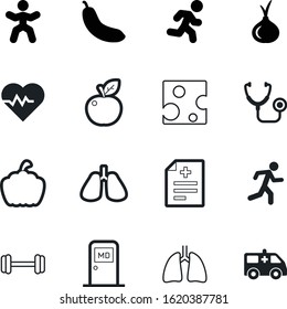 healthy vector icon set such as: element, vehicle, concept, monitor, aid, diet, button, flavoring, accident, cycling, competition, data, specialist, tropical, dumbbells, male, milk, beat, piece