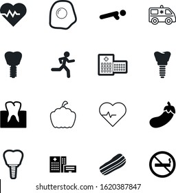 healthy vector icon set such as: tobacco, fried, gym, teeth, help, circle, holiday, blue, omelet, stretcher, hygiene, accident, break, marathon, delicious, animal, workout, urgent, transport, bad