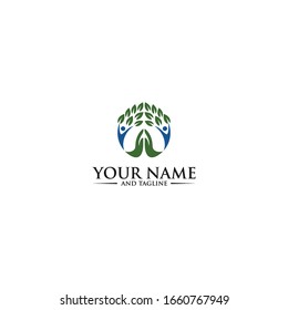 Healthy - vector logo template illustration. Man figure on leaves. Ecological and biological product concept sign. Ecology symbol. Human character icon