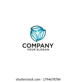 Healthy - vector logo template illustration. Man figure on leaves. Ecological and biological product concept sign. Ecology symbol. Human character icon.