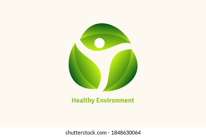 Healthy - vector logo template illustration. Man figure on leaves. Ecological and biological product concept sign. Ecology symbol. Human character icon.