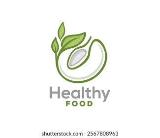 healthy vegan food illustration logo design template