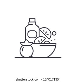 Healthy vegan food line icon concept. Healthy vegan food vector linear illustration, symbol, sign