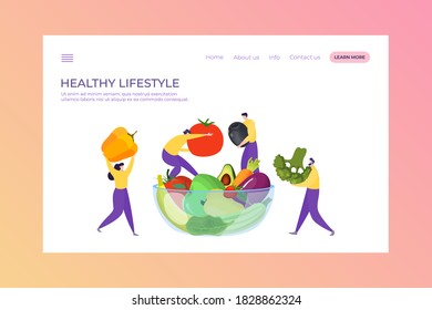 Healthy vegan food, vector illustration. Vegetarian plate with vegetable, eat flat fresh organic meal. Diet nutrition lifestyle, green salad dish graphic design. Cooking natural ingredient.