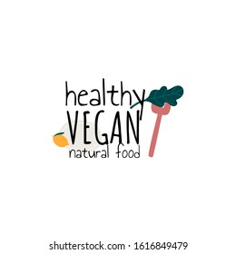 healthy vegan hand writing logo template