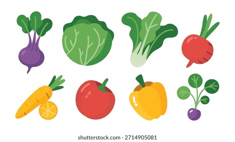 Conjunto de iconos de vegetales saludables - paquete de ilustración de alimentos planos