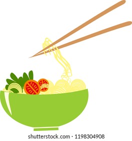 Healthy vegetable noodles vector illustration