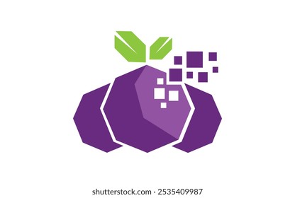 Healthy vegetable with surrounding circle leaves Berries logo flat Berry emblem fresh blueberries art pattern bunch natural product logo design