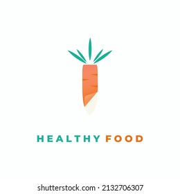 Healthy vegetable vector logo with carrot shape