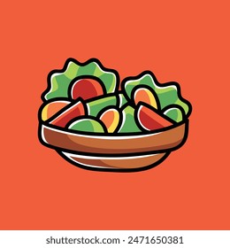 Healthy Vegetable Vegan Food Vector Cartoon Illustration. Food Icon Concept Isolated Premium Vector. Flat Cartoon Concept. Cute Doodle Cartoon Illustration Style