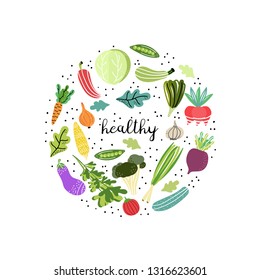 Healthy Vegetables Arranged Circle Concept Fresh Stock Vector (Royalty ...