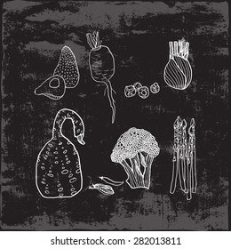 healthy Vegetables board, chalk, 