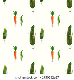 Caracteres de verduras sanas sin fisuras. ilustración vectorial plana