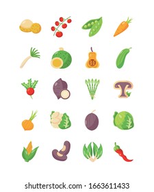Symbol für gesundes Gemüse auf weißem Hintergrund, Studioaufnahme, Vektorillustration