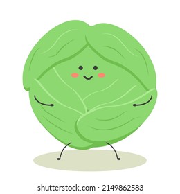 healthy vegetables cute kawaii juicy white cabbage. Vector illustration