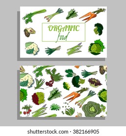 Healthy vegetables design and vegetable pattern. Hand-drawn vector. 