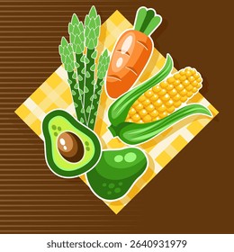 Healthy vegetables Healthy food banner healthy vegetables carrot corn avocado asparagus on dark background