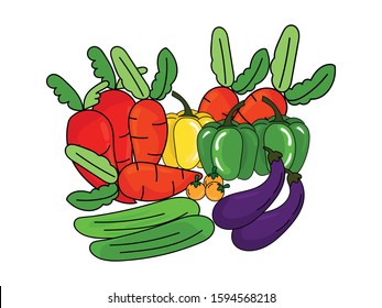 Healthy vegetables food illustration isolated on white background. Vector illustration.