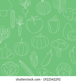 healthy vegetables food seamless pattern, line style, vector illustration