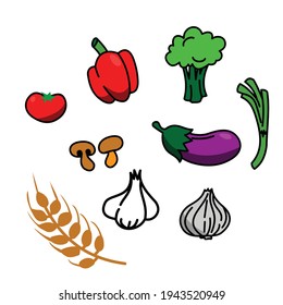 healthy vegetables icon set vector design