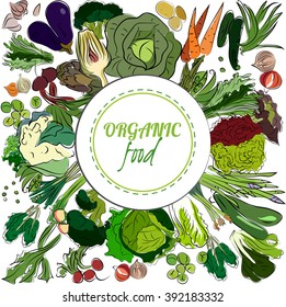 Healthy vegetables illustration. Hand-drawn vector.