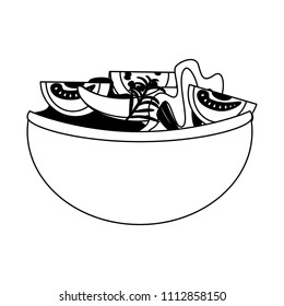 Healthy vegetables salad in black and white colors