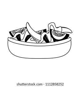 Healthy vegetables salad in black and white colors