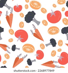 Healthy Vegetables Scatter Seamless Vector Pattern