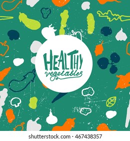 healthy vegetables. vector illustration, hand made