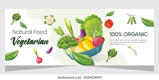 Healthy vegetarian food banner template design