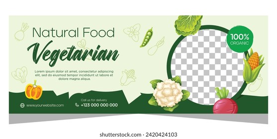 Healthy vegetarian food banner template design