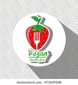 healthy vegetarian food label isolated icon design, vector illustration  graphic 