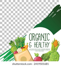 Healthy vegetarian food social media post template design