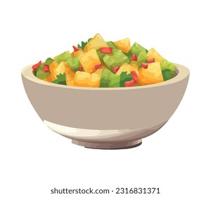 Healthy vegetarian salad in a bowl icon isolated