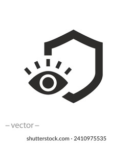 healthy vision icon, eye protection, shield for eyesight, flat symbol on white background - vector illustration