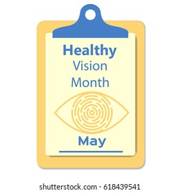Healthy vision month awareness sign. Stock vector illustration for medical campaign in may for healthy eyes.