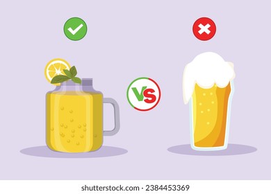 Healthy vs unhealthy food. food nutrition concept. Colored flat vector illustration isolated.